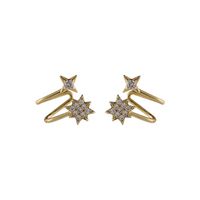 Korea Six-pointed Star Micro-inlaid Zircon Copper Earrings Wholesale main image 3