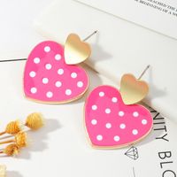 Retro Simple Polka Dot Peach Double Love Earrings main image 4