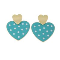 Retro Simple Polka Dot Peach Double Love Earrings main image 6