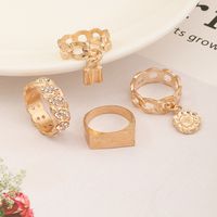 Fashion Micro-inlaid Diamond Hollow Lock Letter Tacking Ring Set main image 5