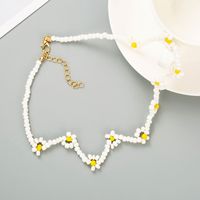 Fashion Blue White Miyuki Beads Beaded Geometric Short Necklace sku image 2