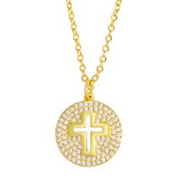 Fashion Star Moon Cross Copper Necklace Wholesale sku image 2