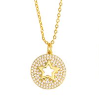 Fashion Star Moon Cross Copper Necklace Wholesale sku image 4