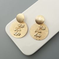 Fashion Disc Flower Inlaid Simple Alloy Earrings main image 2