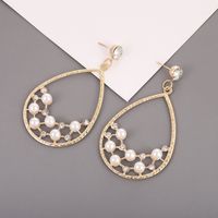 Creative Drop-shaped Alloy Acrylic Pearls Earrings main image 1