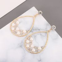 Creative Drop-shaped Alloy Acrylic Pearls Earrings main image 5