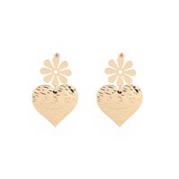 Retro Alloy Flower Love Heart Shape Earrings sku image 1