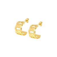 New Simple Copper Geometric Interlocking Stud Earrings sku image 1