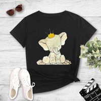 Cartoon Elephant Printed Casual T-shirt main image 4