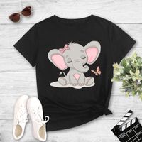 Camiseta Casual Con Estampado De Elefante De Dibujos Animados main image 8