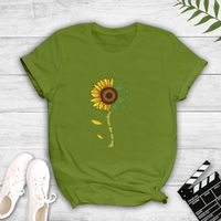 Stitching Sunflower Print Casual Short-sleeved T-shirt main image 6