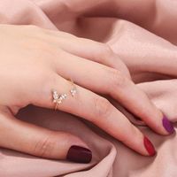 Fashion Micro-inlaid Golden Mini Zircon Butterfly Opening Adjustable Ring main image 1