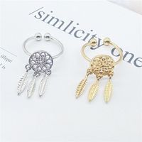 Fashion Dream Catcher Alloy Hollow Opening Tassel Ring main image 3