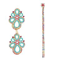 Pendientes Asimétricos De Flores Huecas Con Diamantes De Imitación De Moda De Corea sku image 1