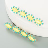 Fashion Alloy Inlaid Color Rhinestone Long Flower Earrings sku image 2