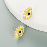 Fashion Devil's Eye Shape Dripping Color Stud Earrings sku image 1