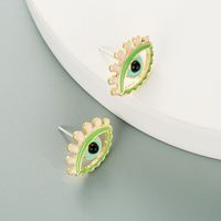 Fashion Devil's Eye Shape Dripping Color Stud Earrings sku image 2