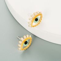 Fashion Devil's Eye Shape Dripping Color Stud Earrings sku image 4