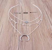 Fashion Hollow Water Drop Carved Crystal Moon Multilayer Necklace Wholesale sku image 1
