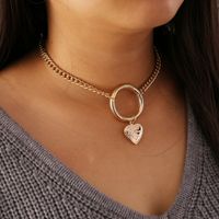 Fashion Simple Peach Heart Chain Retro Exaggerated Necklace sku image 1