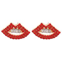 Fashion Red Lips Diamond Alloy Earrings Wholesale main image 1