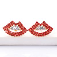Fashion Red Lips Diamond Alloy Earrings Wholesale main image 4