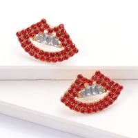 Boucles D&#39;oreilles En Alliage De Diamant À Lèvres Rouges À La Mode En Gros main image 5