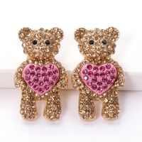 Korea Heart-shaped Bear Rhinestone Alloy Earrings Wholesale main image 4