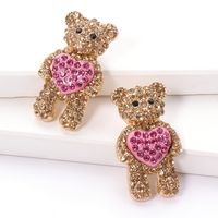 Korea Heart-shaped Bear Rhinestone Alloy Earrings Wholesale main image 5