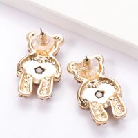 Korea Heart-shaped Bear Rhinestone Alloy Earrings Wholesale main image 6