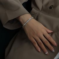 Bracelet En Cuivre Zircon Diamant Géométrique À La Mode main image 4