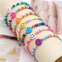 Fashion Rainbow Soft Ceramic Beaded Multicolor Smiley Face Bracelet main image 1