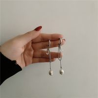 Fashion Chain Pearl Tassel Long Earrings main image 6