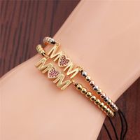 Fashion Letter Mom Heart-shape Copper Zircon Bracelet Wholesale main image 1