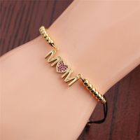 Fashion Letter Mom Heart-shape Copper Zircon Bracelet Wholesale main image 3