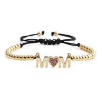 Fashion Letter Mom Heart-shape Copper Zircon Bracelet Wholesale main image 4