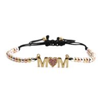 Fashion Letter Mom Heart-shape Copper Zircon Bracelet Wholesale main image 6