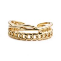 Fashion Chain Twisted Copper Micro-inlaid Zircon Open Ring main image 3