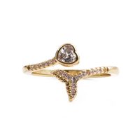 Fashion Fishtail Diamond-studded Heart Ring main image 6