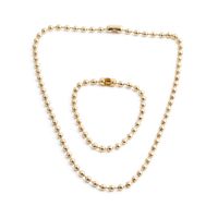 Fashion Simple Golden Round Copper Bead Necklace Bracelet Set main image 2