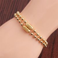 Fashion Simple Golden Round Copper Bead Necklace Bracelet Set main image 3