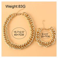 Fashion Geometric Metal Chain Alloy Bracelet Necklace Set main image 6
