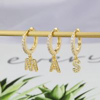 Fashion Letter Copper Inlaid Zircon Earrings Wholesale main image 2