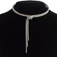 Fashion New Diamond-studded Knotted Bowknot Tassel Choker main image 1