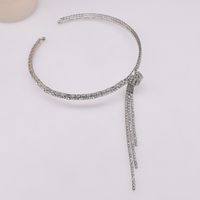 Fashion New Diamond-studded Knotted Bowknot Tassel Choker main image 5