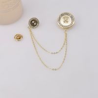 Fashion Diamond Button Metal Chain Tassel Brooch Wholesale main image 3