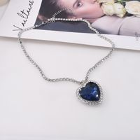 Korea New Fashion Trendy Diamond Sea Heart Necklace main image 4