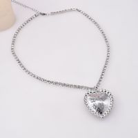 Korea New Fashion Trendy Diamond Sea Heart Necklace main image 5