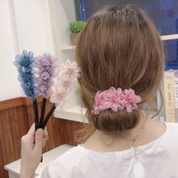 Korean Blue Flower Cloth Hair Rope Wholesale main image 2