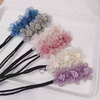 Korean Blue Flower Cloth Hair Rope Wholesale main image 3